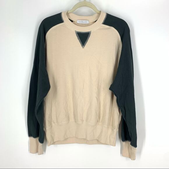 Daydreamer Tan Green Raglan Pullover Sweatshirt Small - Picture 5 of 6